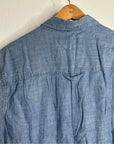 Outerknown 100% Organic Cotton Chambray Denim Collared Long Sleeve Blouse