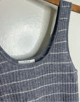Grey Striped Ribbed Knit Tank Top