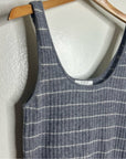 Grey Striped Ribbed Knit Tank Top