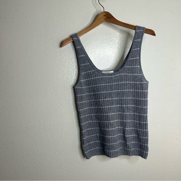 One Grey Day Grey Striped Ribbed Knit Tank Top - Cashmere
