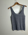 Grey Striped Ribbed Knit Tank Top