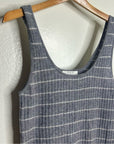 Grey Striped Ribbed Knit Tank Top