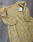 Billabong x Wrangler Cotton Linen Yellow Floral Smocked Puff Sleeve Mini Dress