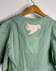 Ex Voto 100% Cotton Chloe Short Sleeve Blouse in Green