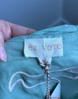 Ex Voto 100% Cotton Chloe Short Sleeve Blouse in Green