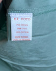 Ex Voto 100% Cotton Chloe Short Sleeve Blouse in Green