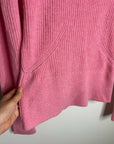 FRAME Wool Cashmere Puff Sleeve Turtleneck Sweater in Spanish Pink