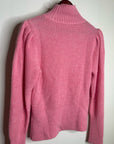FRAME Wool Cashmere Puff Sleeve Turtleneck Sweater in Spanish Pink