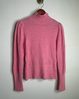 FRAME Wool Cashmere Puff Sleeve Turtleneck Sweater in Spanish Pink