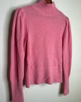 FRAME Wool Cashmere Puff Sleeve Turtleneck Sweater in Spanish Pink