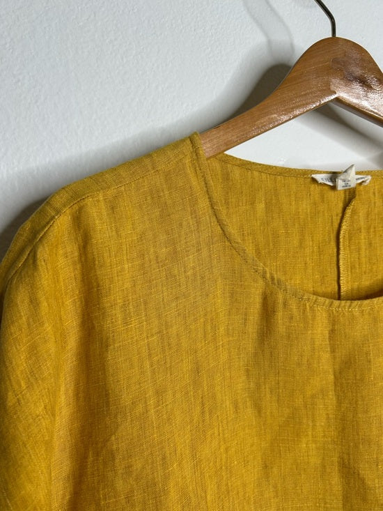 Eileen Fisher 100% Organic Linen Yellow Tunic Oversized Lagenlook Dress