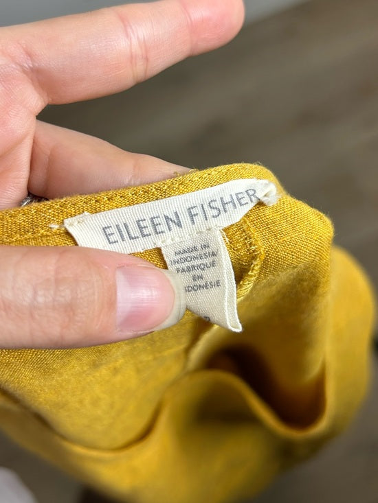 Eileen Fisher 100% Organic Linen Yellow Tunic Oversized Lagenlook Dress