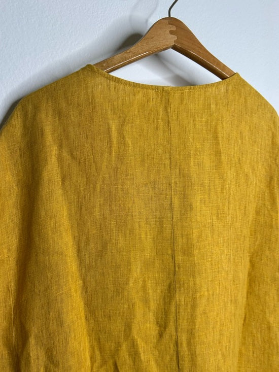 Eileen Fisher 100% Organic Linen Yellow Tunic Oversized Lagenlook Dress