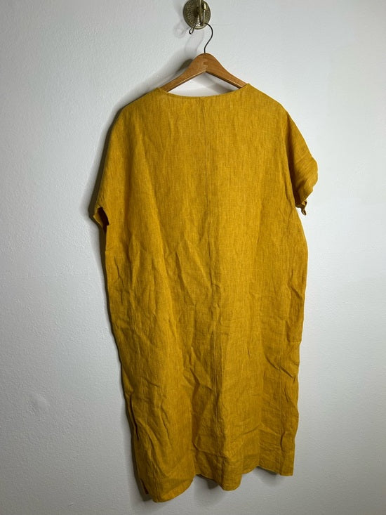 Eileen Fisher 100% Organic Linen Yellow Tunic Oversized Lagenlook Dress