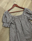 Petal &  Pup 100% Cotton Brown Gingham Puff Sleeve Short Sleeve Kennedy Dress