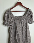 Petal &  Pup 100% Cotton Brown Gingham Puff Sleeve Short Sleeve Kennedy Dress