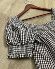 Petal &  Pup 100% Cotton Brown Gingham Puff Sleeve Short Sleeve Kennedy Dress