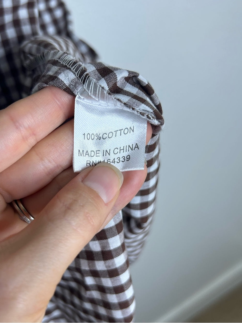 Petal &amp;  Pup 100% Cotton Brown Gingham Puff Sleeve Short Sleeve Kennedy Dress