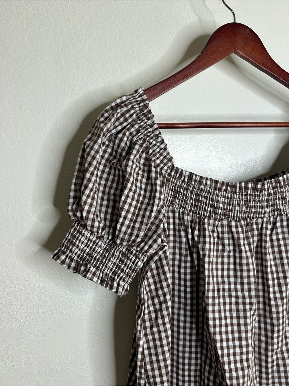 Petal &amp;amp; Pup Petal &amp;amp;  Pup 100% Cotton Brown Gingham Puff Sleeve Short Sleeve Kennedy Dress - Cotton