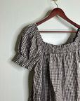 Petal &  Pup 100% Cotton Brown Gingham Puff Sleeve Short Sleeve Kennedy Dress