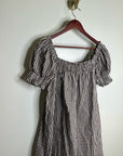 Petal &  Pup 100% Cotton Brown Gingham Puff Sleeve Short Sleeve Kennedy Dress