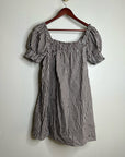 Petal &  Pup 100% Cotton Brown Gingham Puff Sleeve Short Sleeve Kennedy Dress