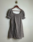 Petal &  Pup 100% Cotton Brown Gingham Puff Sleeve Short Sleeve Kennedy Dress