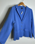 Talbots 100% Merino Wool Blue Knit Collared Blazer Jacket
