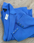 Talbots 100% Merino Wool Blue Knit Collared Blazer Jacket