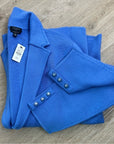 Talbots 100% Merino Wool Blue Knit Collared Blazer Jacket