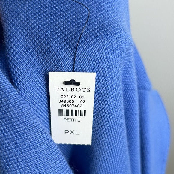 Talbots 100% Merino Wool Blue Knit Collared Blazer Jacket