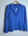 Talbots 100% Merino Wool Blue Knit Collared Blazer Jacket