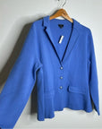 Talbots 100% Merino Wool Blue Knit Collared Blazer Jacket