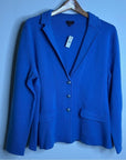 Talbots 100% Merino Wool Blue Knit Collared Blazer Jacket