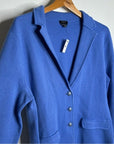 Talbots 100% Merino Wool Blue Knit Collared Blazer Jacket