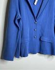Talbots 100% Merino Wool Blue Knit Collared Blazer Jacket