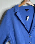 Talbots 100% Merino Wool Blue Knit Collared Blazer Jacket