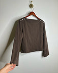Nation LA 100% Cotton Rochelle Boat-Neck Sweater in Espresso Brown