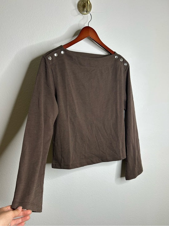 Nation LTD Nation LA 100% Cotton Rochelle Boat-Neck Sweater in Espresso Brown - Cotton