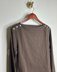 Nation LA 100% Cotton Rochelle Boat-Neck Sweater in Espresso Brown