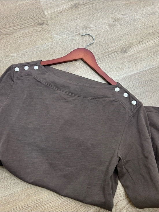 Nation LA 100% Cotton Rochelle Boat-Neck Sweater in Espresso Brown