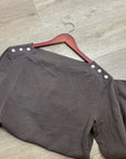 Nation LA 100% Cotton Rochelle Boat-Neck Sweater in Espresso Brown