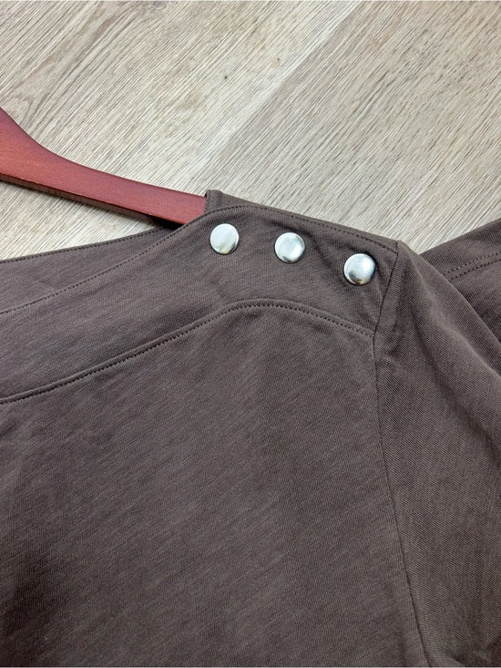 Nation LA 100% Cotton Rochelle Boat-Neck Sweater in Espresso Brown