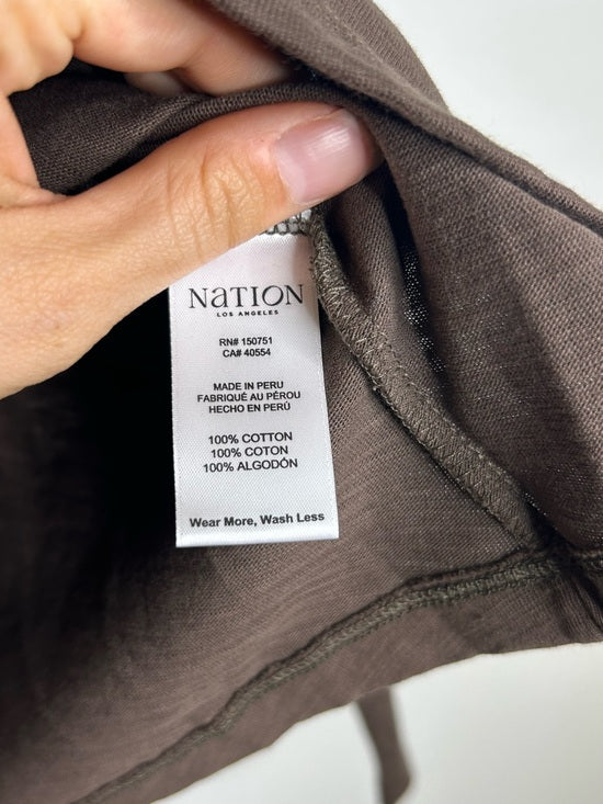 Nation LA 100% Cotton Rochelle Boat-Neck Sweater in Espresso Brown
