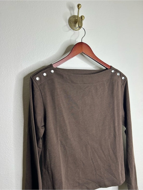 Nation LTD Nation LA 100% Cotton Rochelle Boat-Neck Sweater in Espresso Brown - Cotton