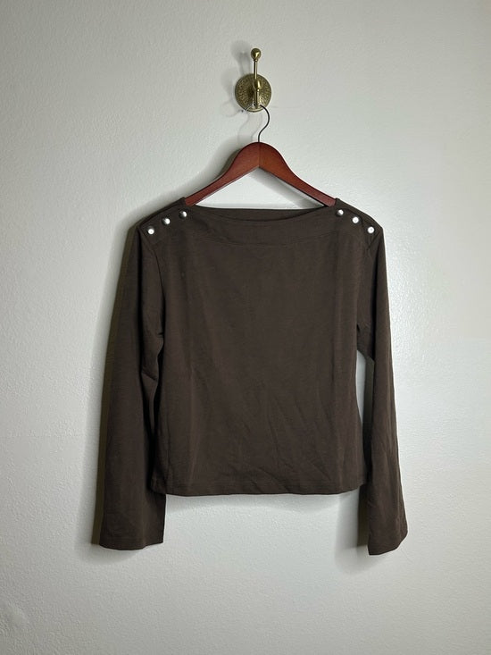 Nation LTD Nation LA 100% Cotton Rochelle Boat-Neck Sweater in Espresso Brown - Cotton