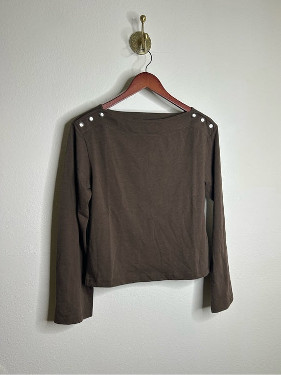 Nation LTD Nation LA 100% Cotton Rochelle Boat-Neck Sweater in Espresso Brown - Cotton
