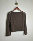 Nation LA 100% Cotton Rochelle Boat-Neck Sweater in Espresso Brown