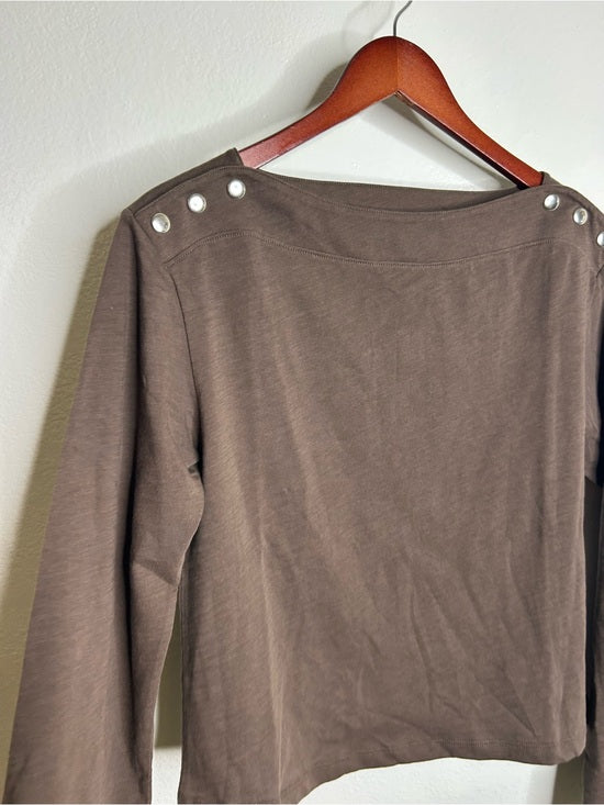 Nation LA 100% Cotton Rochelle Boat-Neck Sweater in Espresso Brown