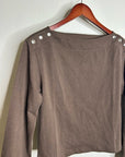 Nation LA 100% Cotton Rochelle Boat-Neck Sweater in Espresso Brown